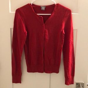 Ann Taylor red button down cardigan long sleeves